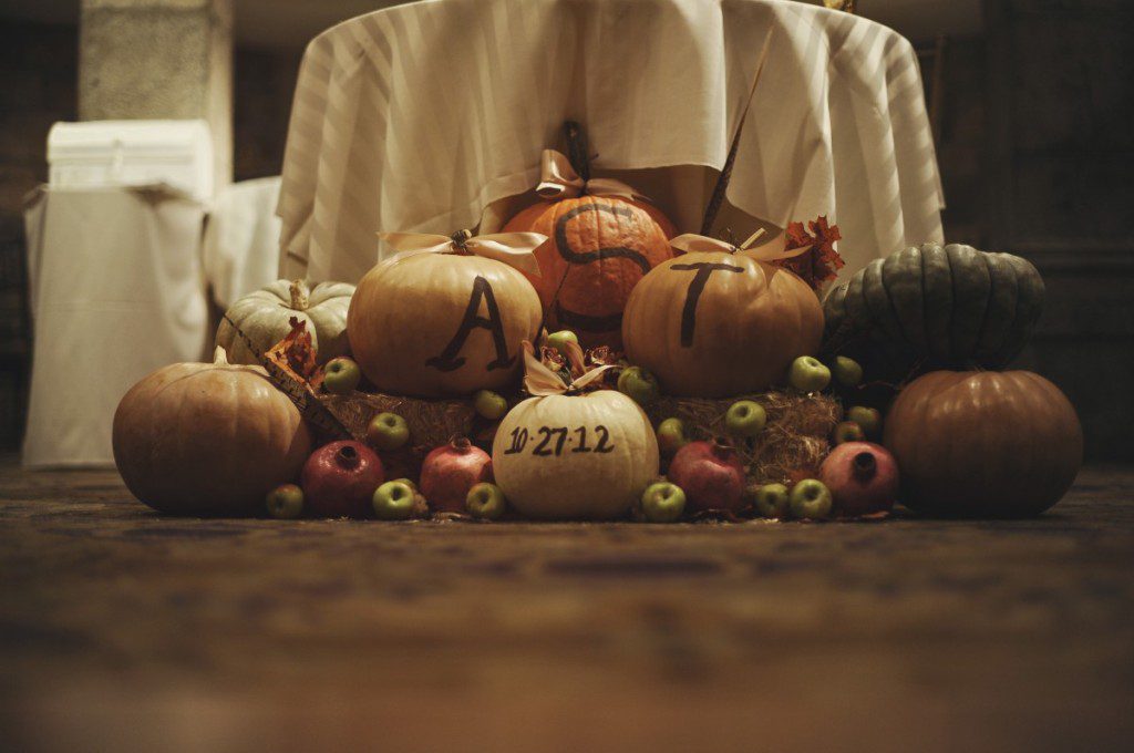 Pumpkin and gourd wedding decor